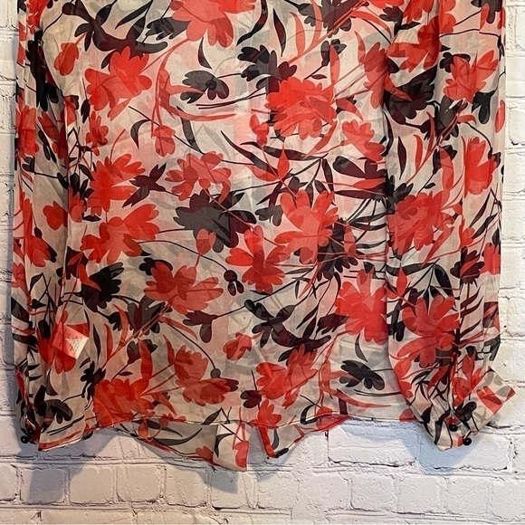 Milly of New York Sheer Silk Floral Blouse size 10 - Picture 8 of 16